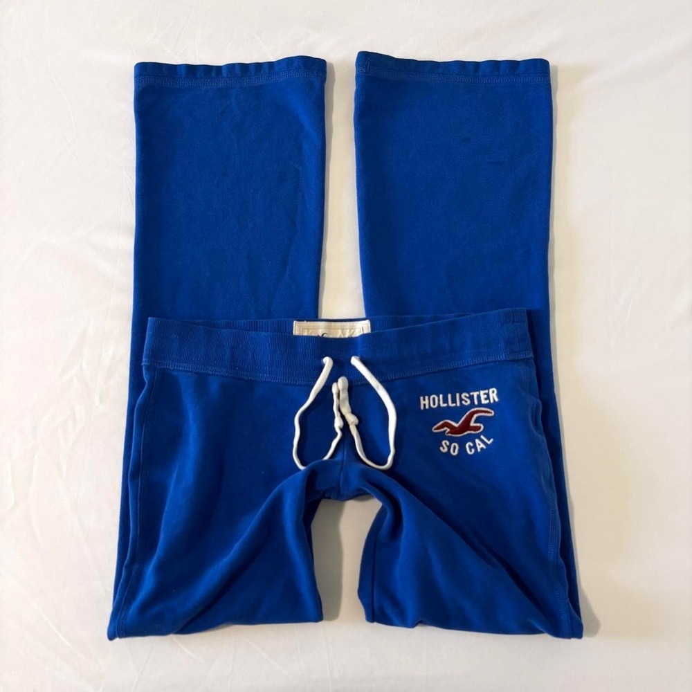 Hollister Low Rise Flare Sweatpants Women Medium Blue Y2K Vintage Logo size M